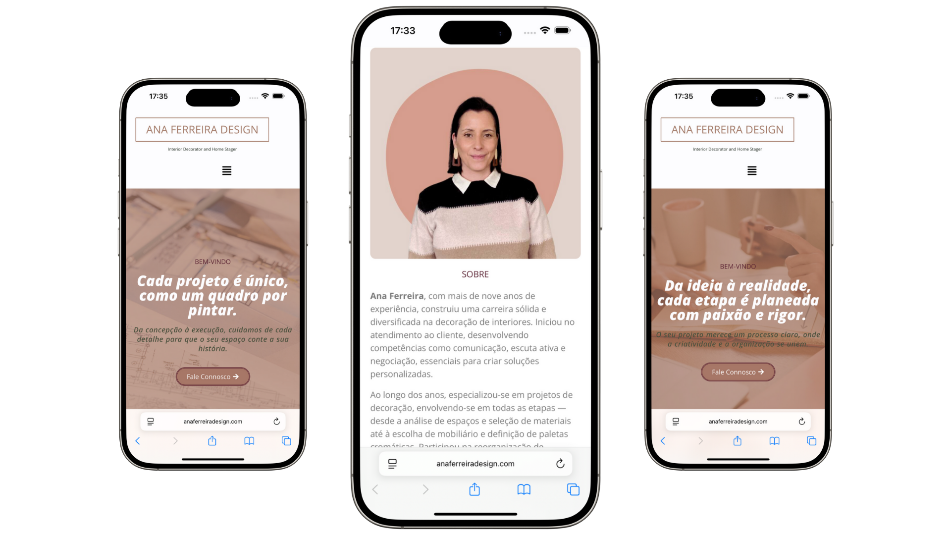 Mockup do site Ana Ferreira Design