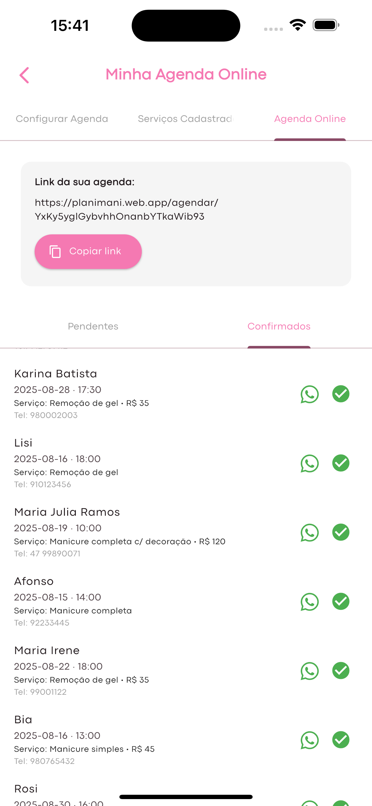 Agenda online compartilhável